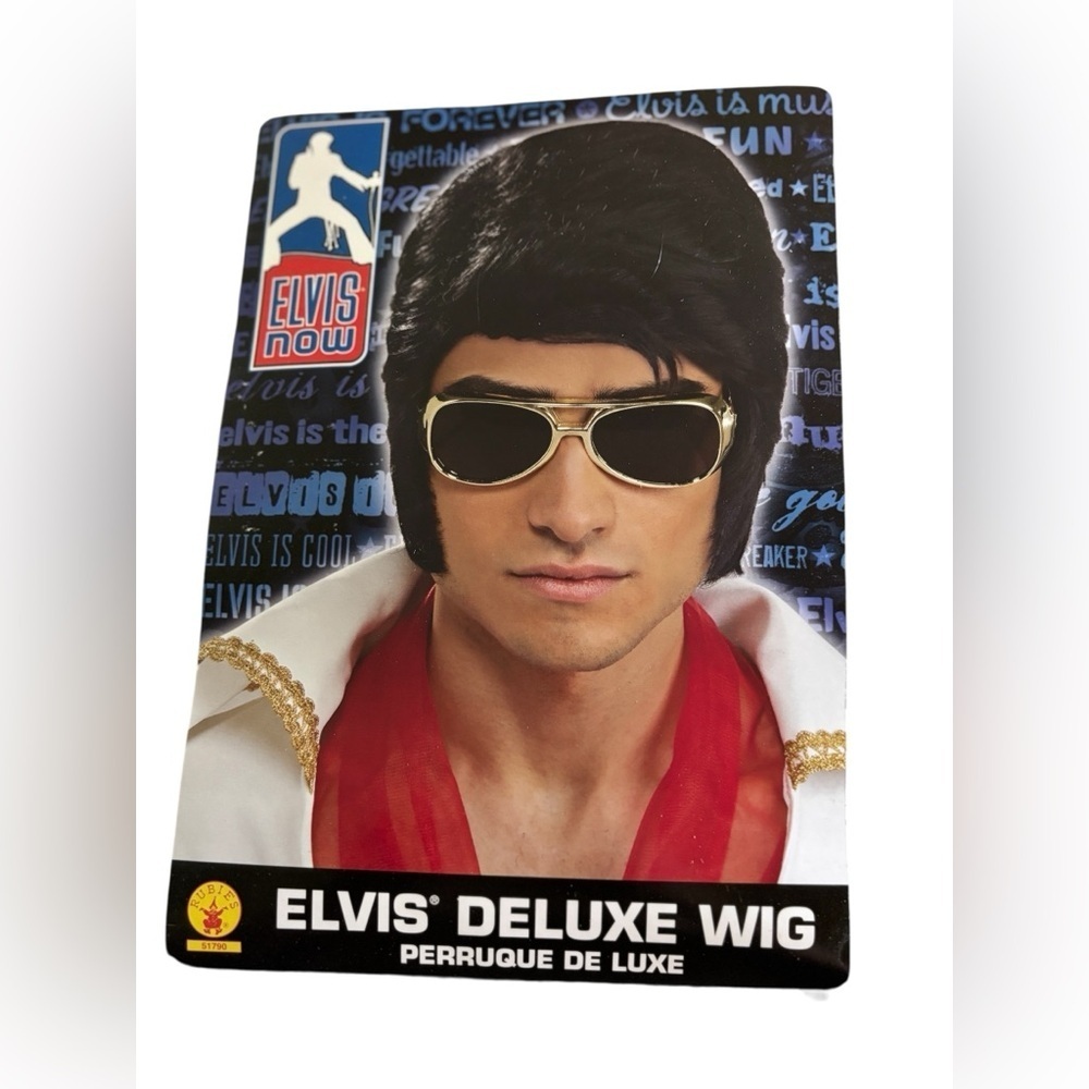 Rubies Costumes Elvis Now Deluxe Wig Black W/Gold Sunglasses Halloween Accessory